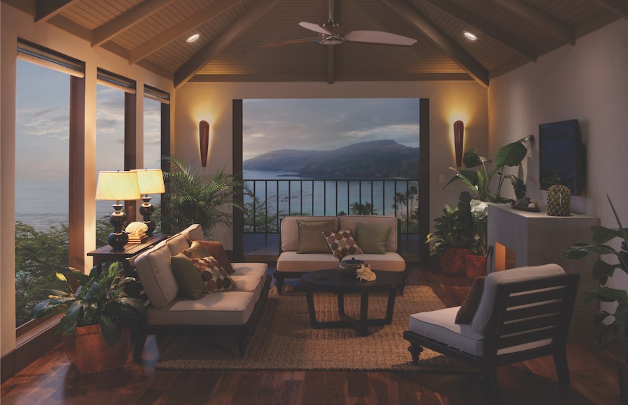 Warmer lighting hues promote relaxation in the evening.